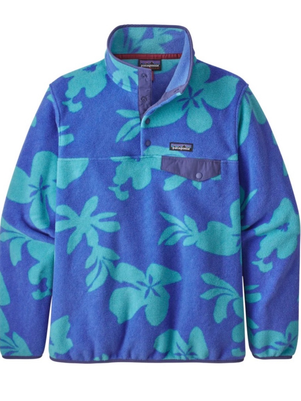 Patagonia Blue & Teal Floral Zip-Up Fleece Pullover - Men